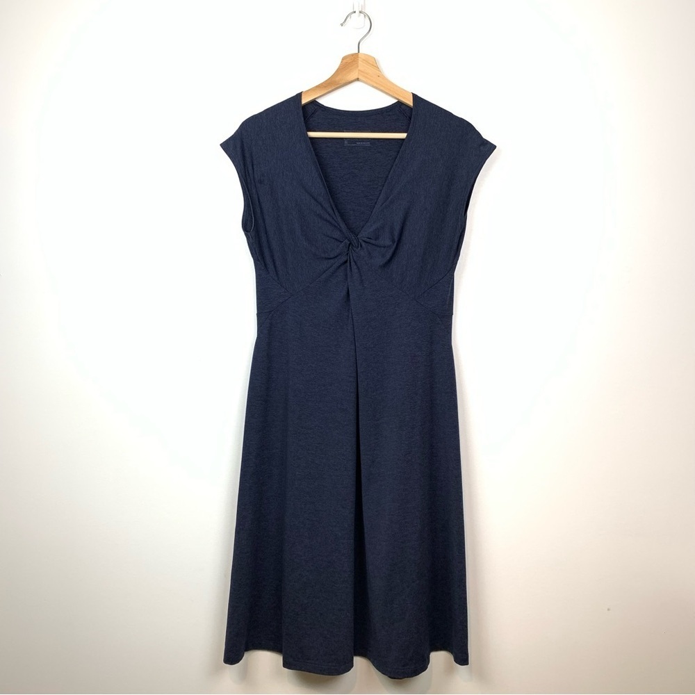 Patagonia Blue Bandha Front Twist Knot A-Line Midi Dress Women Size Medium